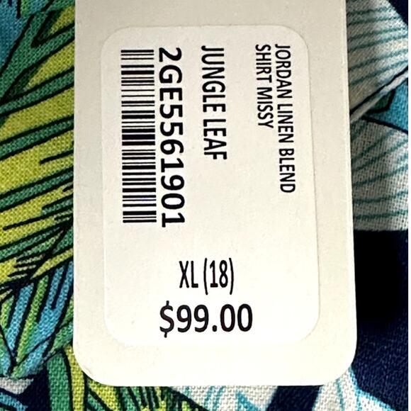 Soft Surrounding Jungle Leaf NWT Tropical Floral Size XL Longsleeve Button Shirt - Picture 7 of 8